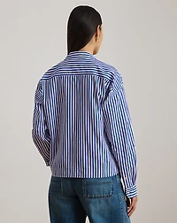 Striped Cotton Broadcloth Cropped Shirt