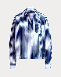 Striped Cotton Broadcloth Cropped Shirt