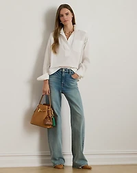 Cotton Broadcloth Cropped Shirt