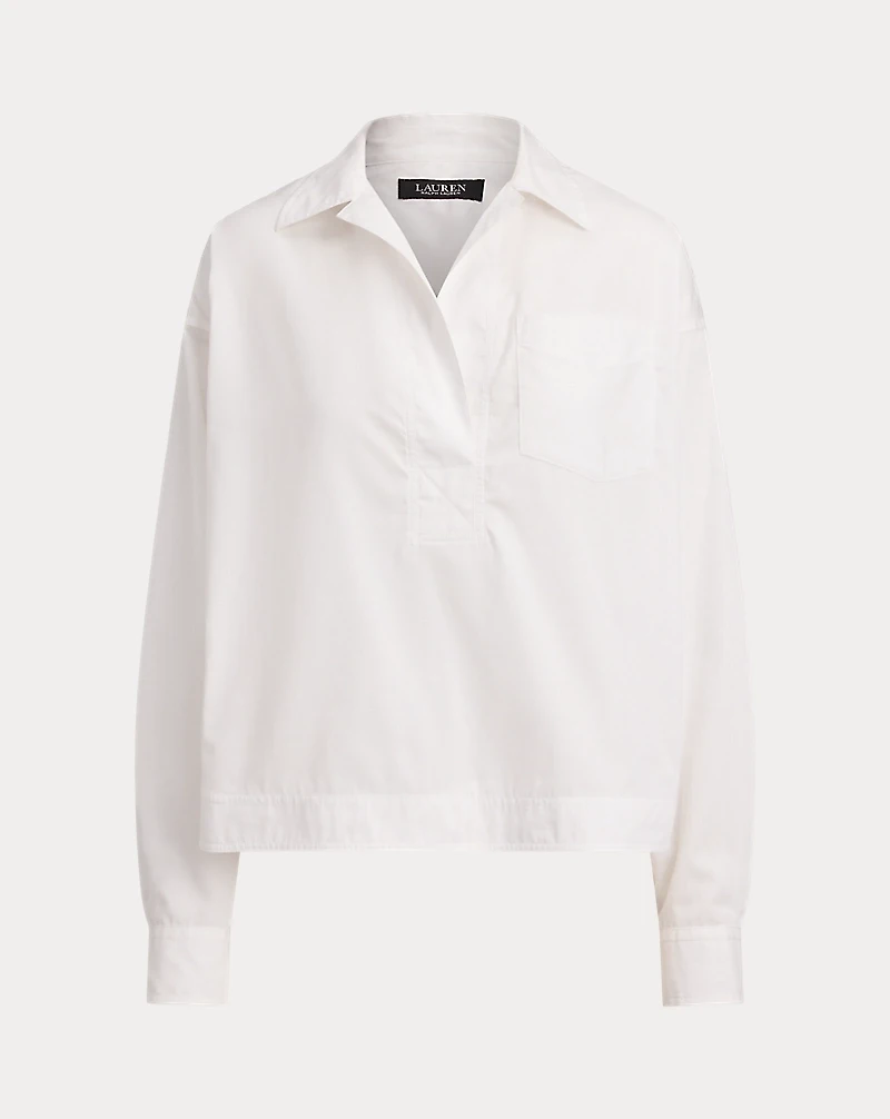 Cotton Broadcloth Cropped Shirt