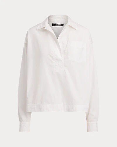 Cotton Broadcloth Cropped Shirt