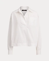 Cotton Broadcloth Cropped Shirt