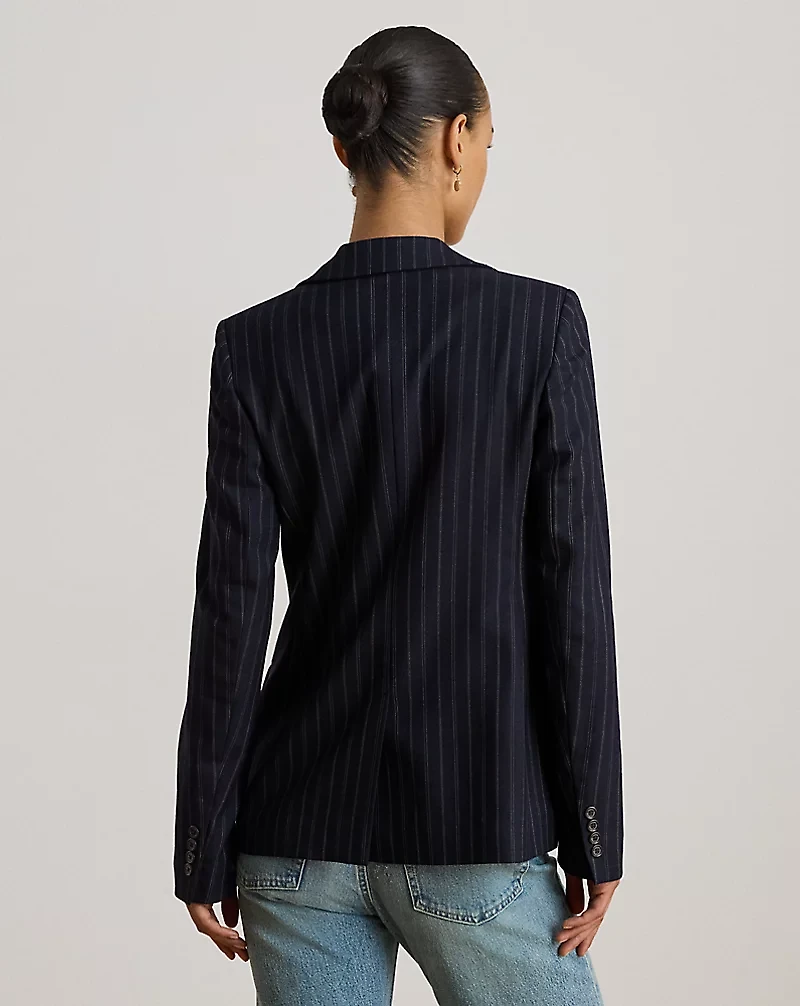 Striped Wool-Blend Twill Blazer