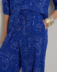 Paisley Crepe Wide-Leg Pant