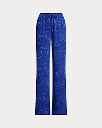 Paisley Crepe Wide-Leg Pant