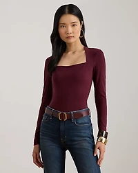 Stretch Jersey Square-Neck Top