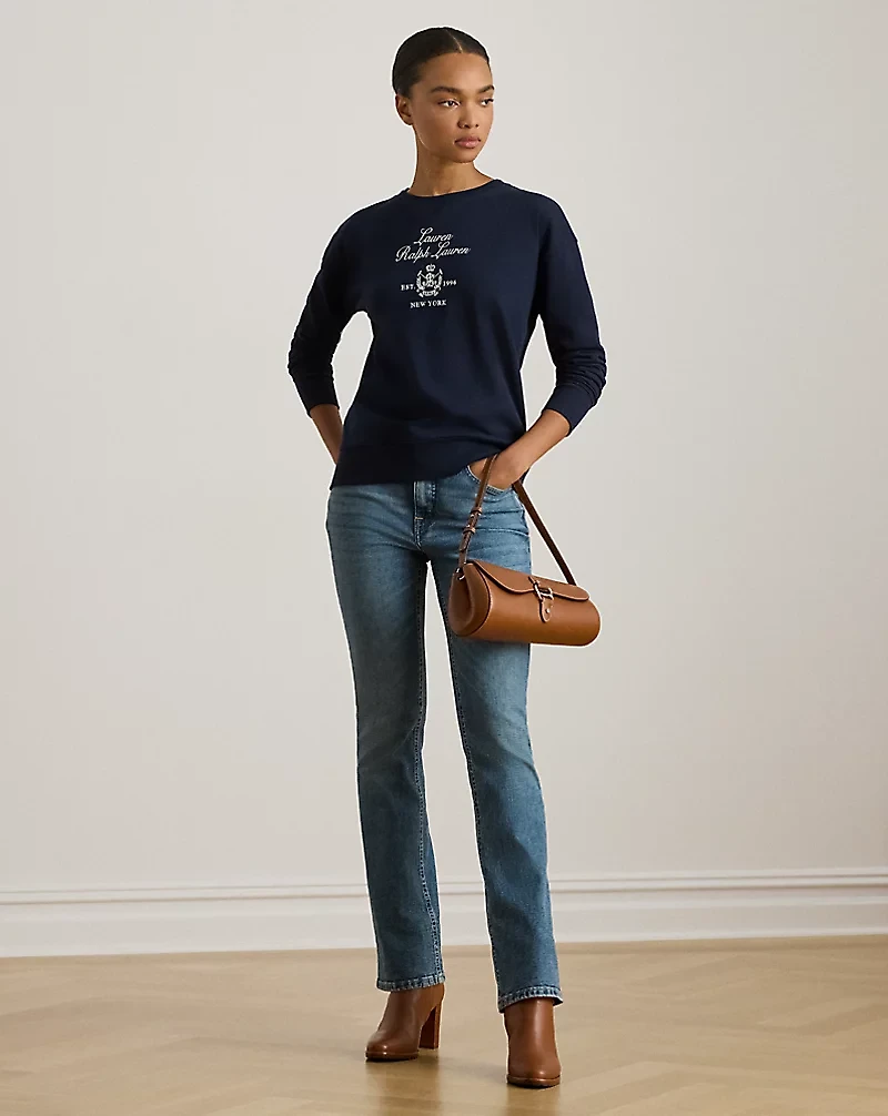 Embroidered-Crest Fleece Pullover