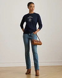 Embroidered-Crest Fleece Pullover