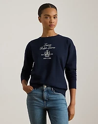 Embroidered-Crest Fleece Pullover