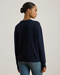 Embroidered-Crest Fleece Pullover