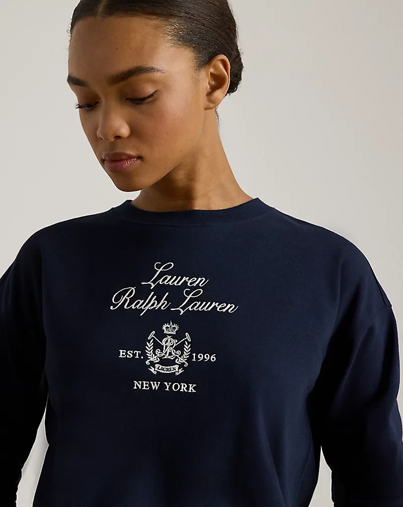 Embroidered-Crest Fleece Pullover