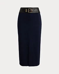Buckle-Trim Ponte Pencil Midi Skirt