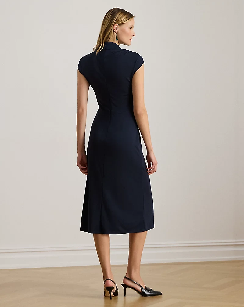 Twist-Front Jersey Mockneck Dress