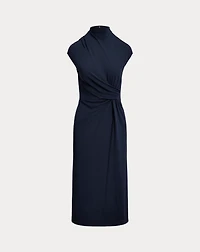 Twist-Front Jersey Mockneck Dress