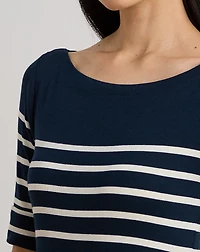 Striped Cotton Rib-Knit Midi Dress