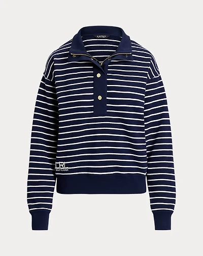 Striped French Terry Mockneck Sweatshirt