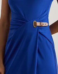 Buckle-Trim Stretch Jersey Dress