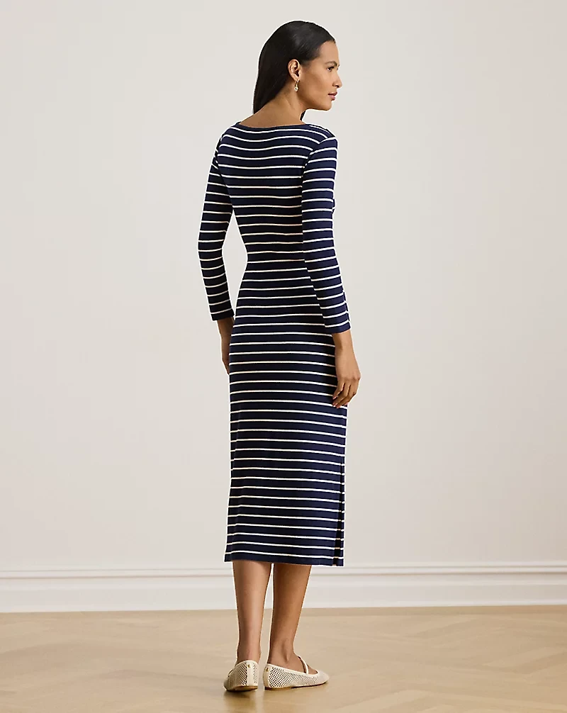 Striped Tie-Front Cotton-Blend Dress