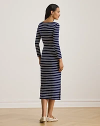Striped Tie-Front Cotton-Blend Dress