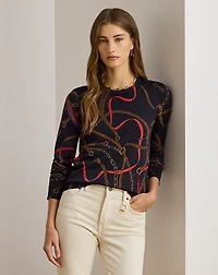 Belting-Print Cotton-Blend Sweater