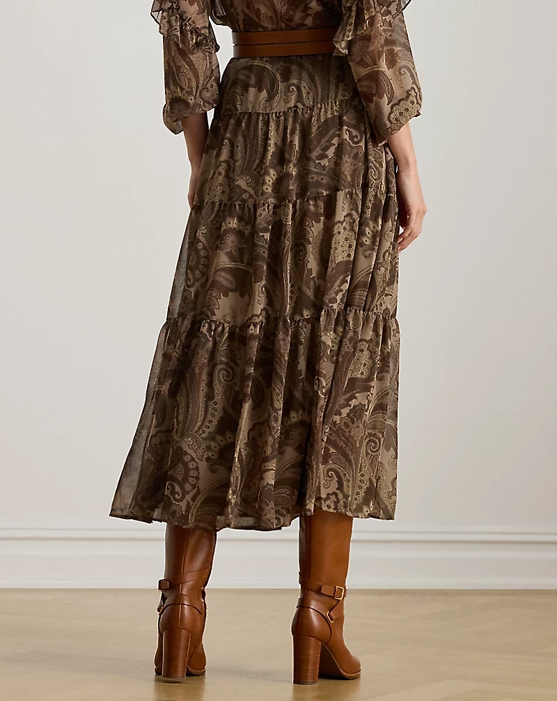 Paisley Chiffon Tiered Skirt