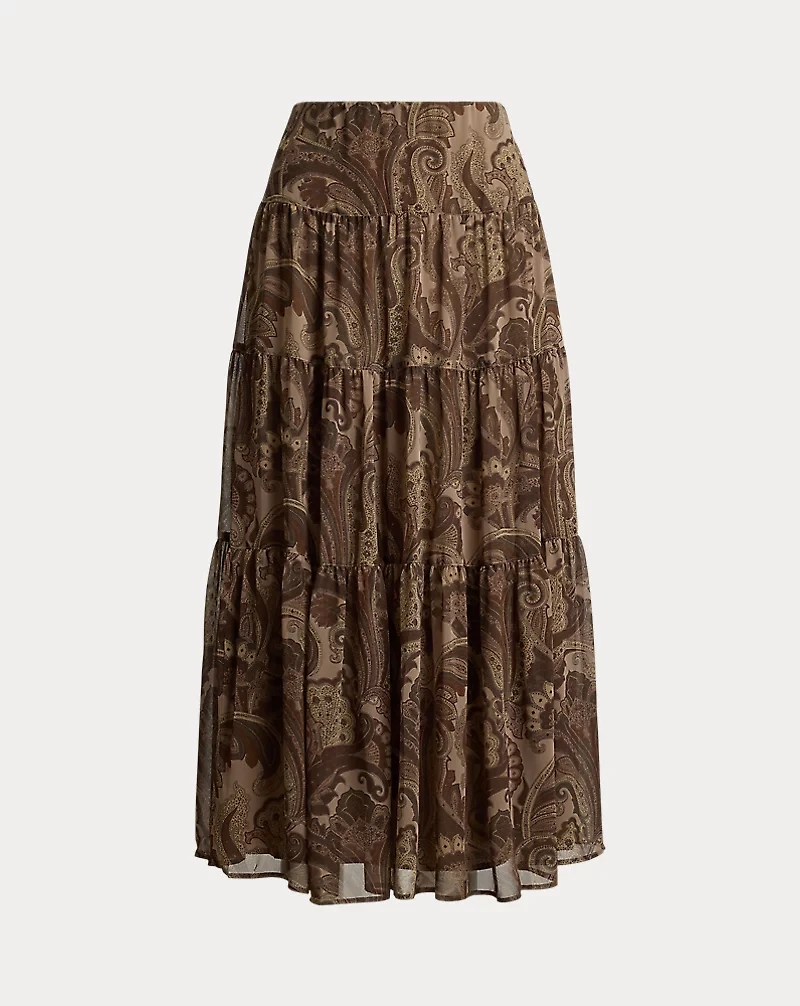 Paisley Chiffon Tiered Skirt
