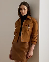 Buckle-Trim Serge Cropped Jacket