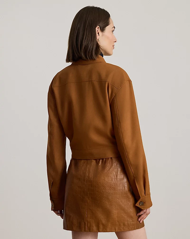 Buckle-Trim Serge Cropped Jacket