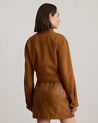 Buckle-Trim Serge Cropped Jacket