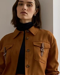 Buckle-Trim Serge Cropped Jacket
