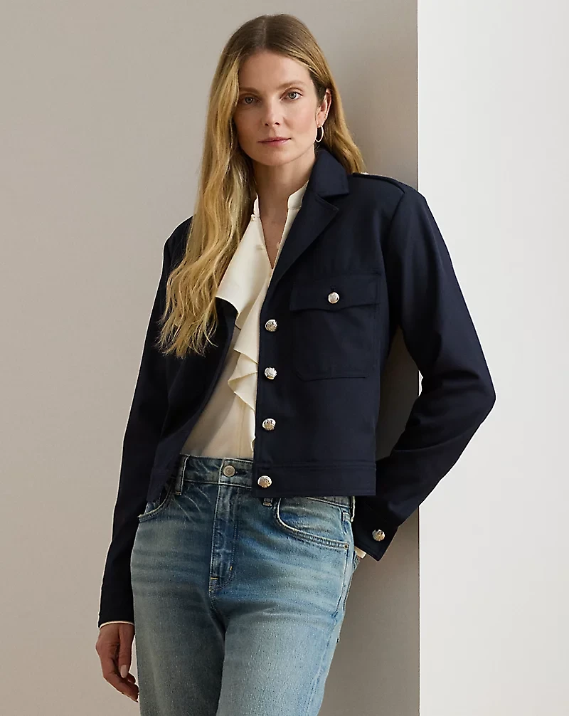 Cropped Wool-Blend Twill Jacket
