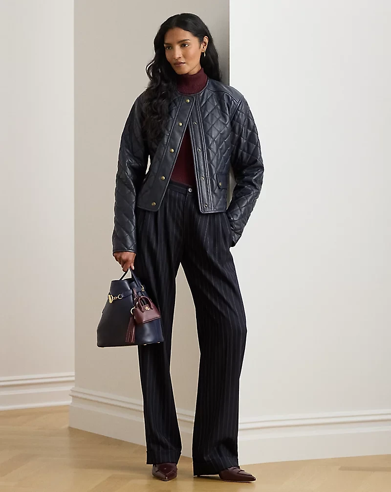 Striped Pleated Wool-Blend Twill Pant