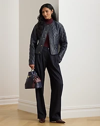 Striped Pleated Wool-Blend Twill Pant