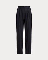 Striped Pleated Wool-Blend Twill Pant