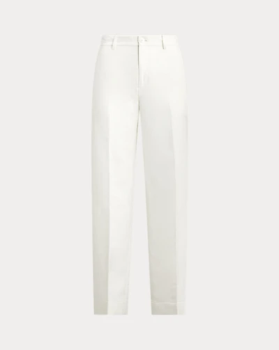 Linen-Blend Twill Wide-Leg Cropped Pant