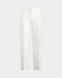 Linen-Blend Twill Wide-Leg Cropped Pant