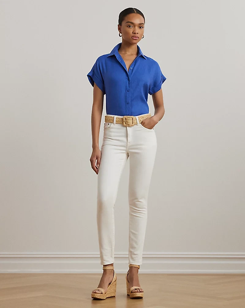 Relaxed Fit Linen Short-Sleeve Shirt