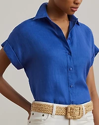 Relaxed Fit Linen Short-Sleeve Shirt