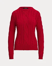 Aran-Knit Cotton-Blend Crewneck Sweater
