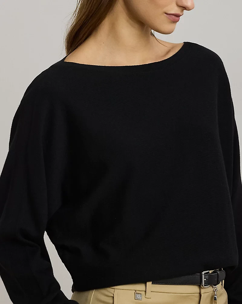 Cotton-Blend Dolman-Sleeve Sweater