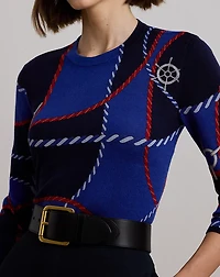 Rope-Print Cotton-Blend Sweater