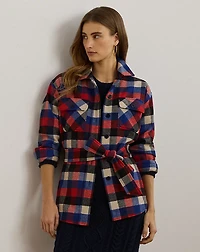 Buffalo Check Belted Twill Shirt Jacket