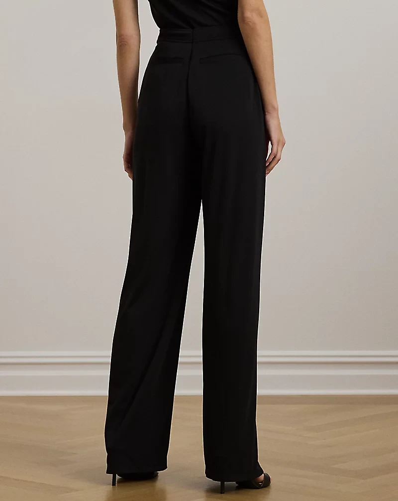 Pleated Stretch Jersey Wide-Leg Pant