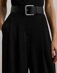 Pleated Stretch Jersey Wide-Leg Pant