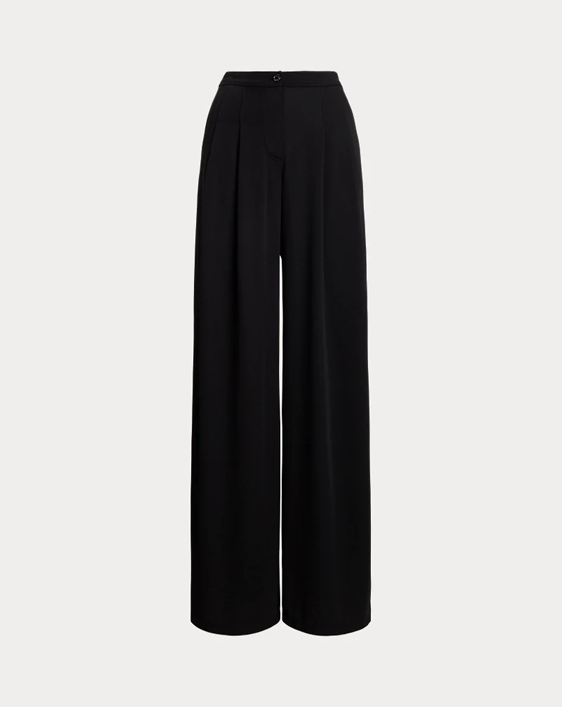 Pleated Stretch Jersey Wide-Leg Pant