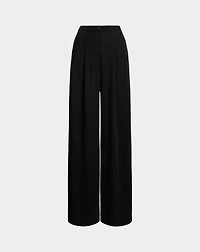 Pleated Stretch Jersey Wide-Leg Pant