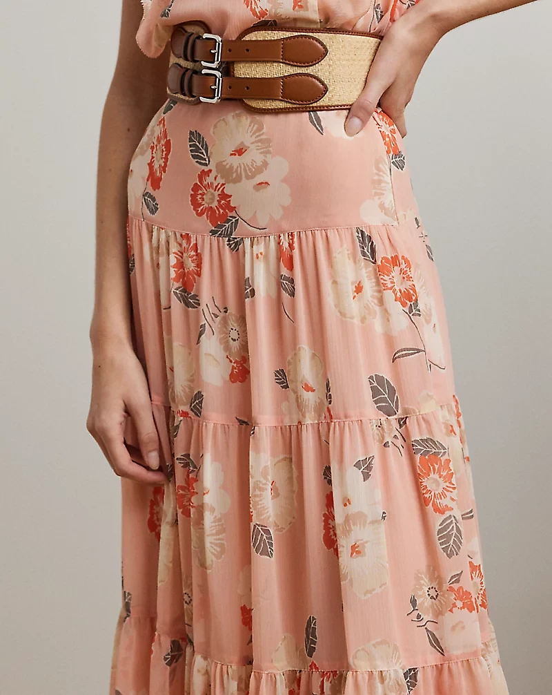 Floral Crinkle Georgette Tiered Skirt
