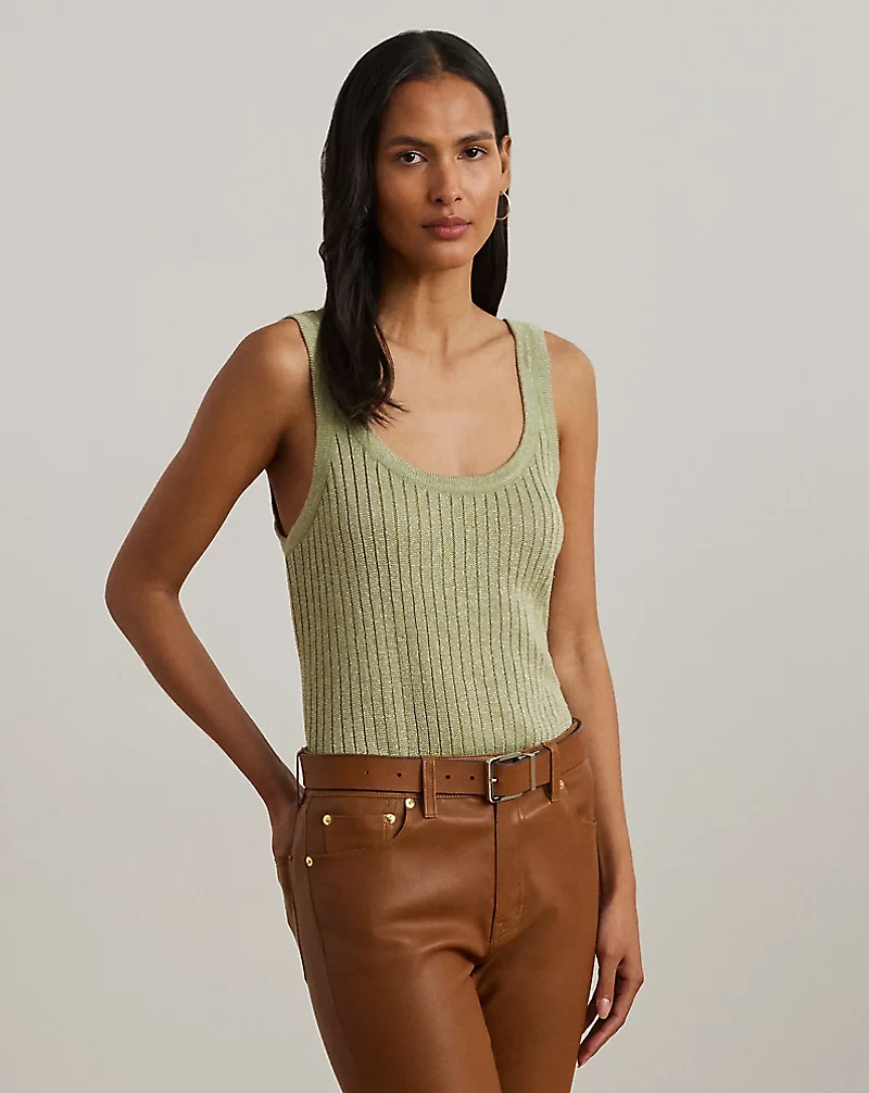 Metallic Rib-Knit Sweater Tank Top