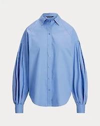 Cotton Poplin Blouson-Sleeve Shirt