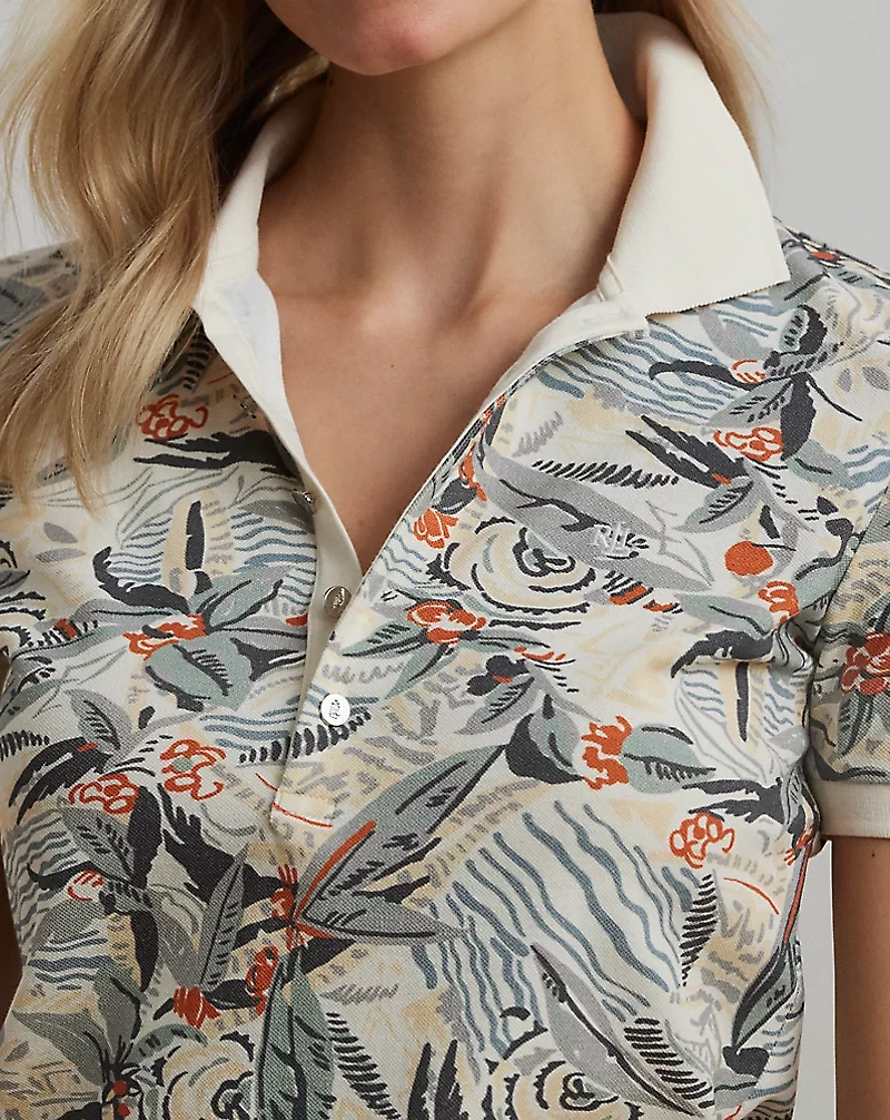 Print Stretch Piqué Polo Shirt